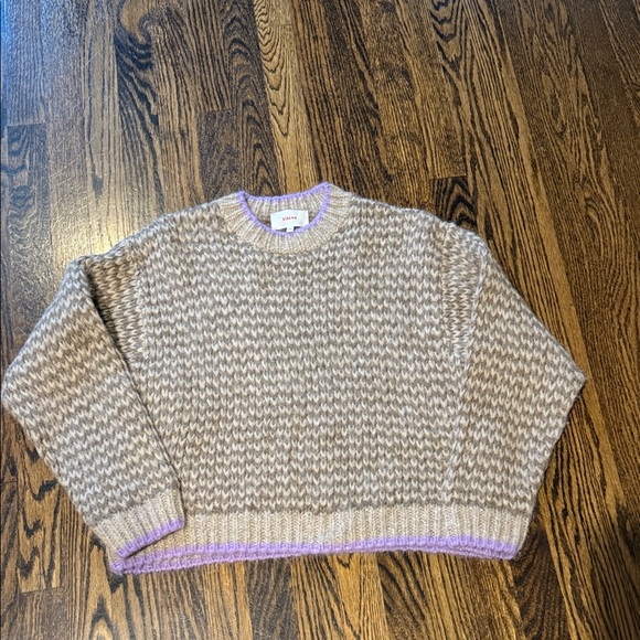 XiRENA Sweaters - XiRENA Beige and Lavender Crew Neck Sweater